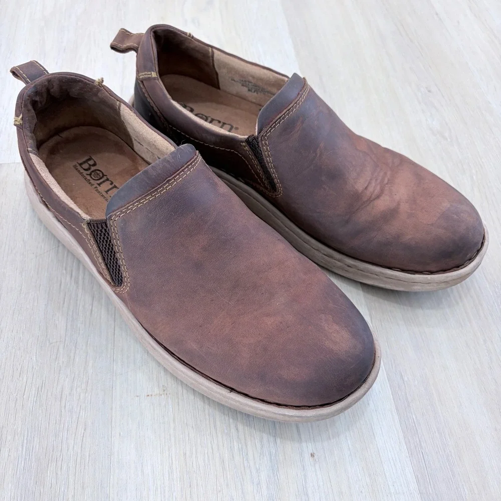 Born Mens Brown Leather Slip On Loafers Shoes BM0015887 Size 11 44